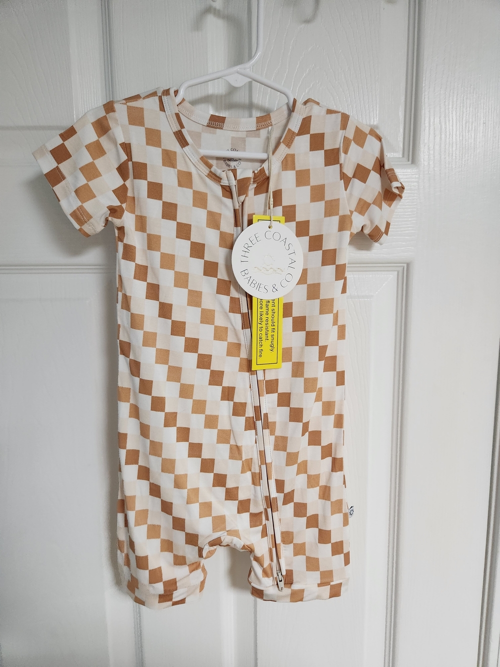 Three Coastal Babies "Vanilla Checks" Shorty Romper